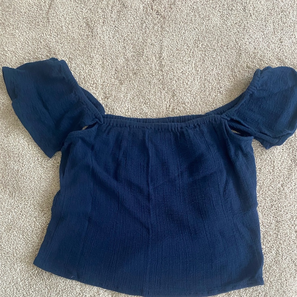 ROXY Navy Blue Off-Shoulder Top